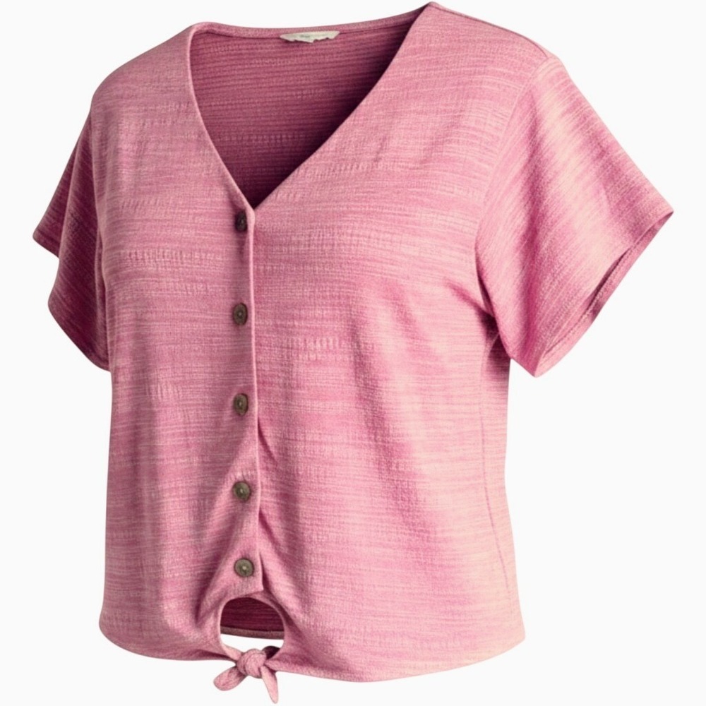 Weatherproof Vintage Womens Pink Short Sleeve Slub Knit Top Size Small